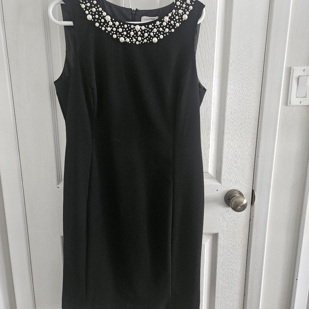 Embellished Calvin Klein little black dress, prefect for the holidays! Size 14